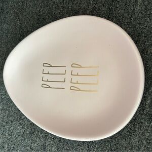 Rae Dunn Pink 'PEEP PEEP' Decorative Dish with Gold Lettering